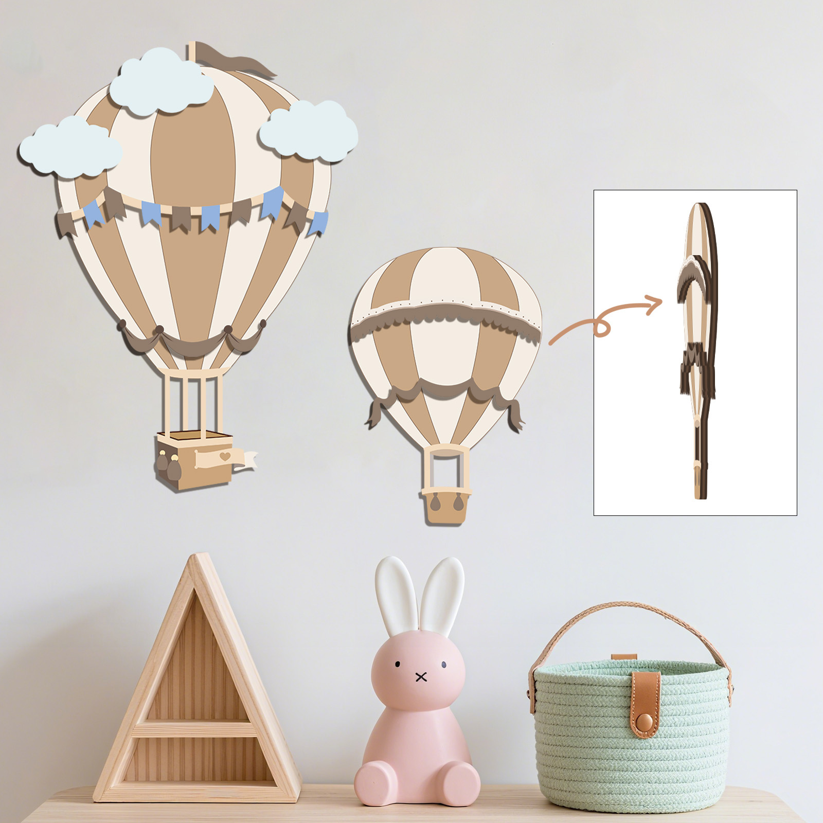 Neutral Hot Air Balloon Wooden - Baby Nursery Hot Air Balloon 评论和价格