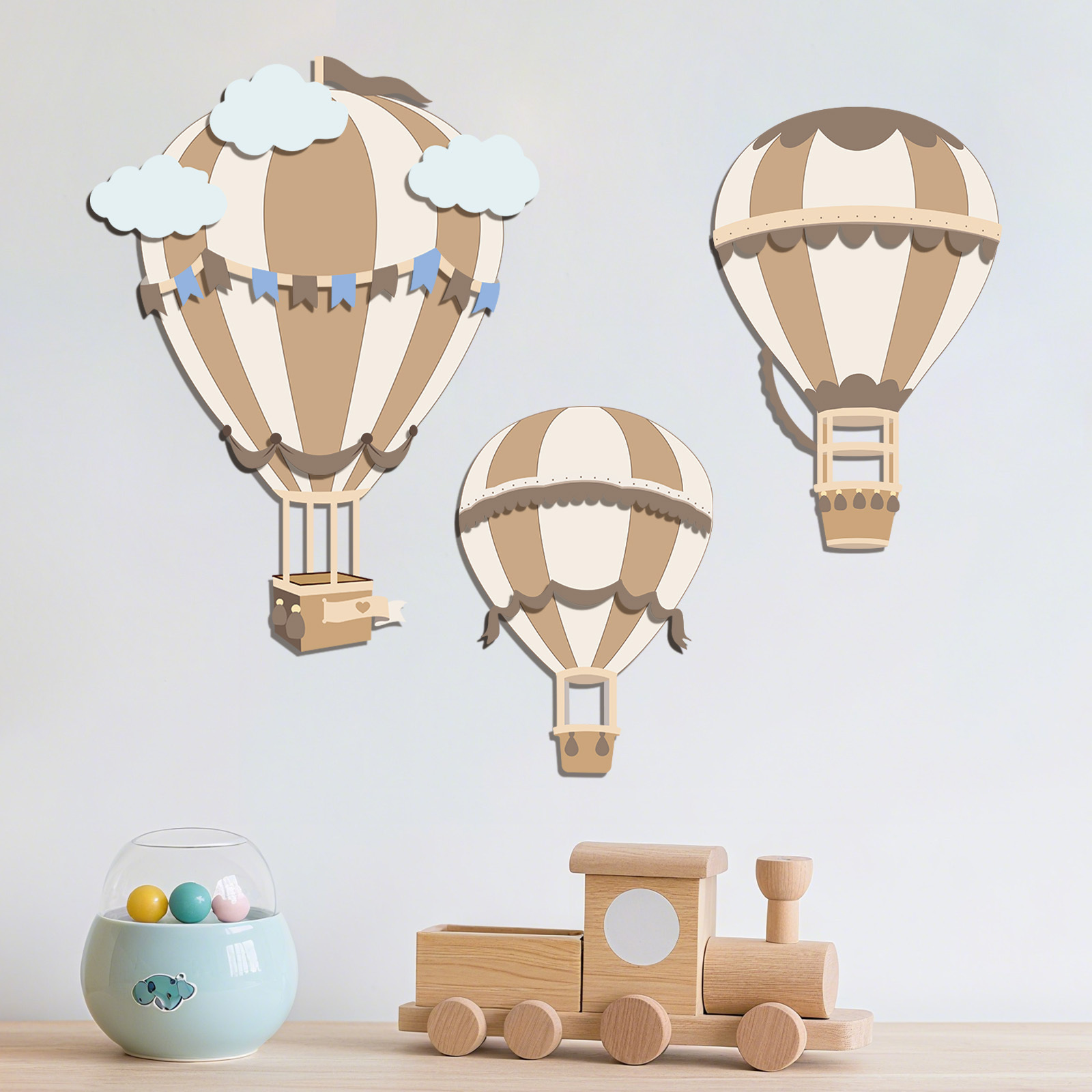 Neutral Hot Air Balloon Wooden - Baby Nursery Hot Air Balloon 评论和价格