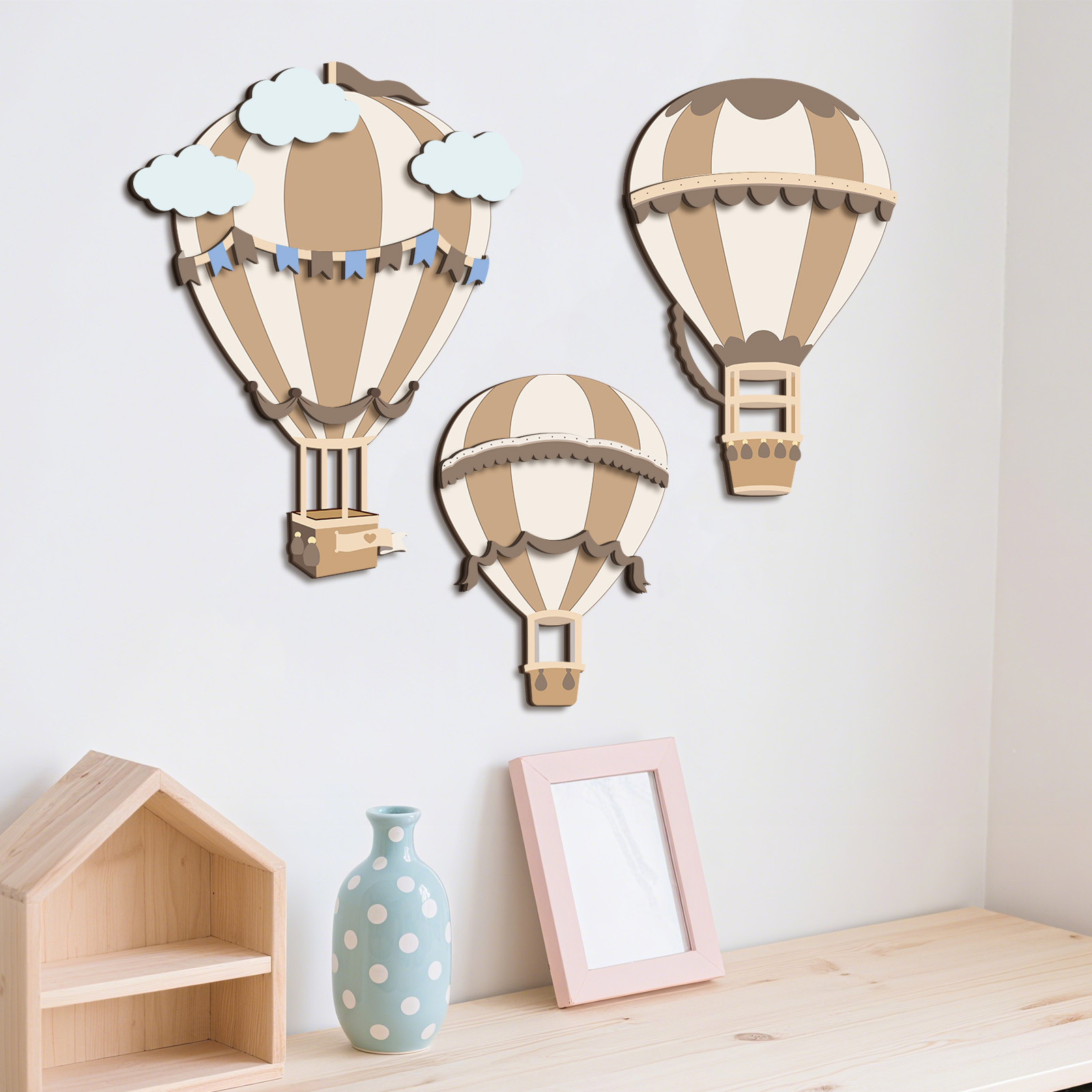 Neutral Hot Air Balloon Wooden - Baby Nursery Hot Air Balloon 评论和价格