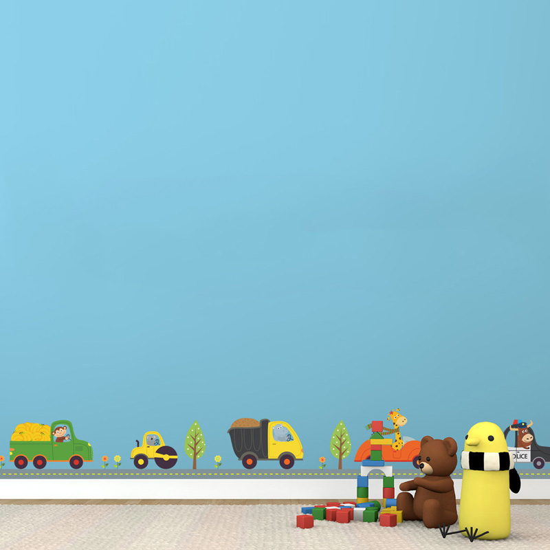 Cartoon Animals Car Wall Stick - Baby Nursery Vinyl 评论和价格