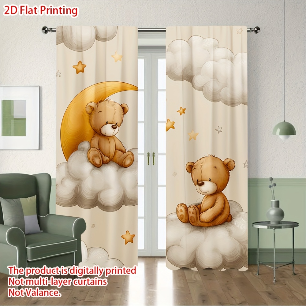 Cartoon Teddy Bear Curtain, Cu - Blackout Curtain Nursery 评论和价格