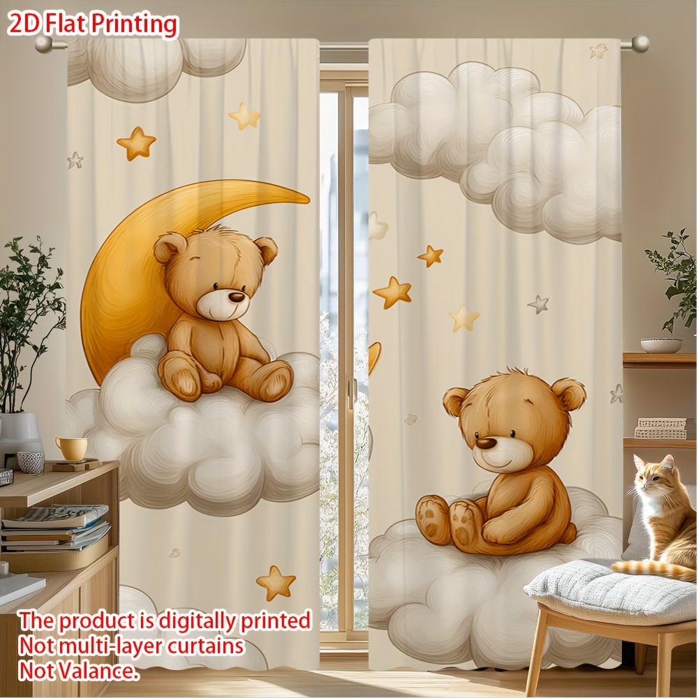 Cartoon Teddy Bear Curtain, Cu - Blackout Curtain Nursery 评论和价格