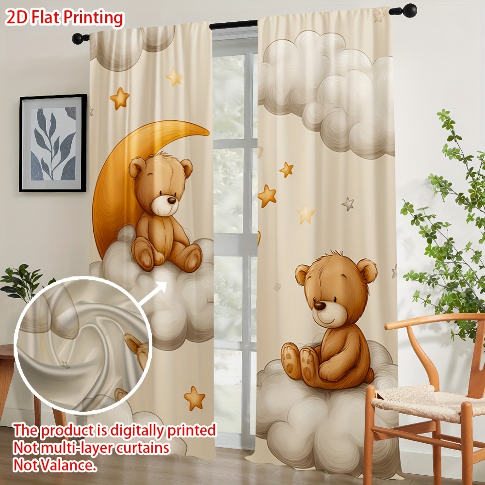 Cartoon Teddy Bear Curtain, Cu - Blackout Curtain Nursery 评论和价格