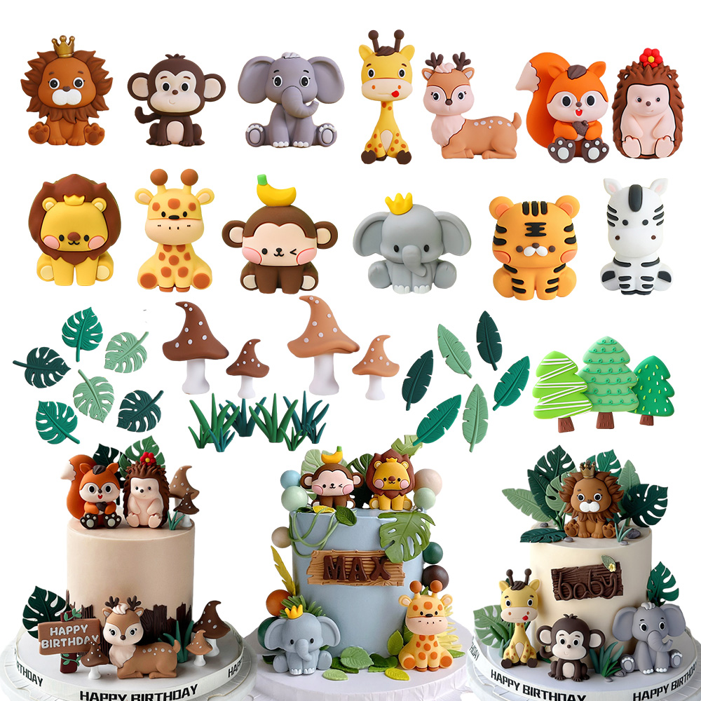 Safari Animal Cake Toppers Set - Baby Nursery Jungle Theme 评论和价格