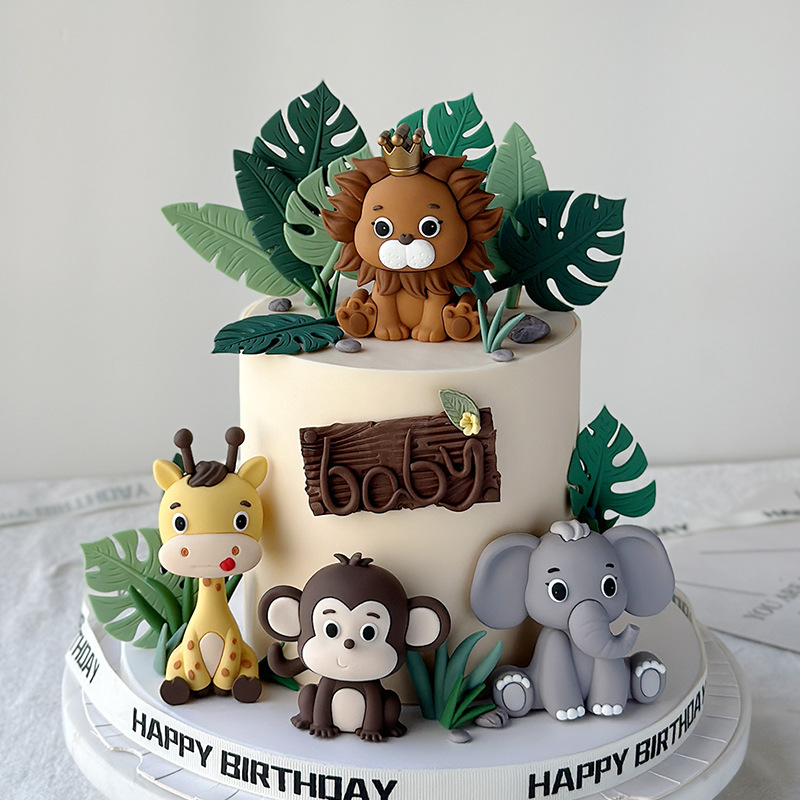 Safari Animal Cake Toppers Set - Baby Nursery Jungle Theme 评论和价格