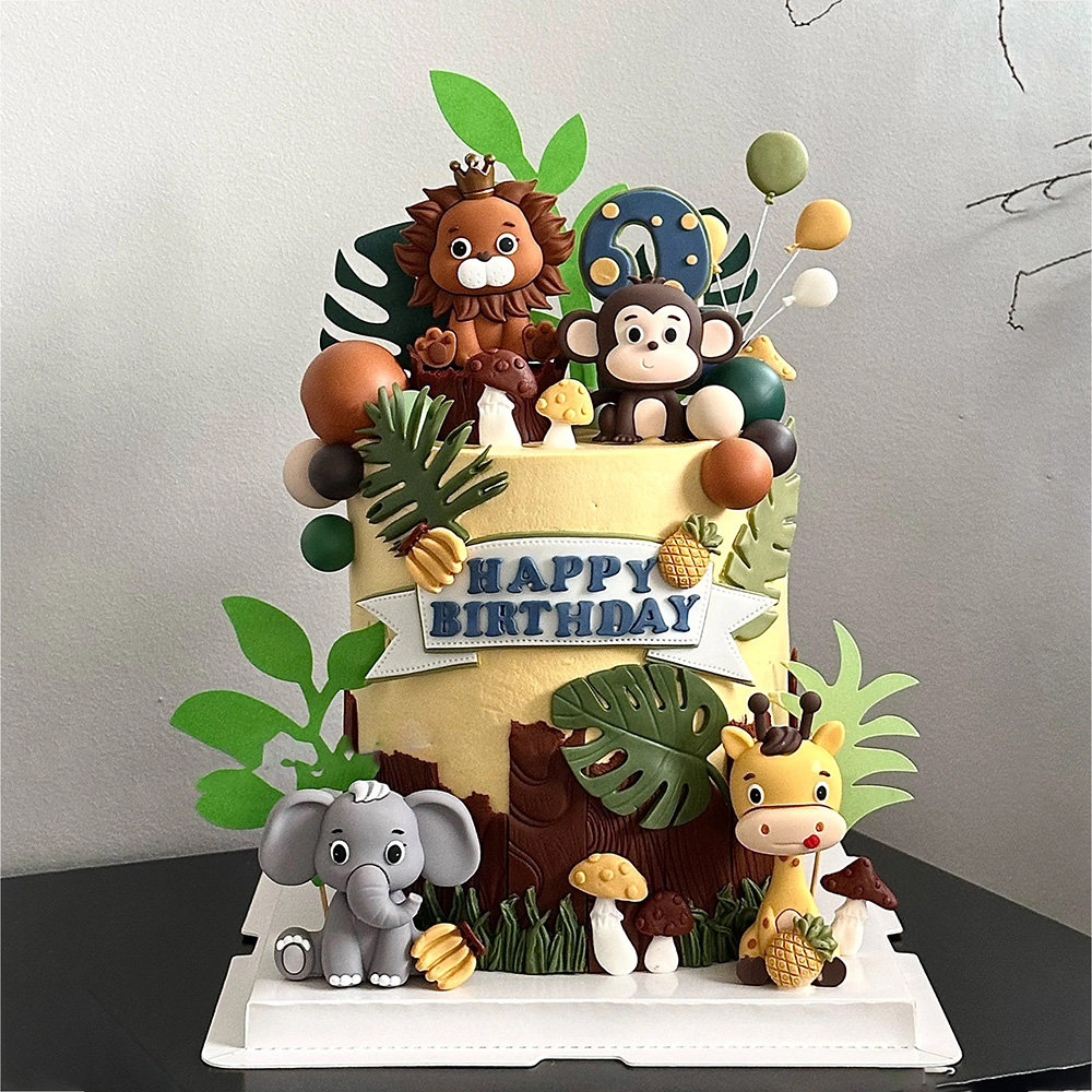 Safari Animal Cake Toppers Set - Baby Nursery Jungle Theme 评论和价格