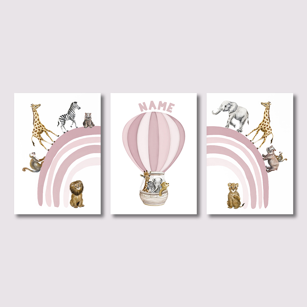 3PCS Safari Animal Nursery Can - Baby Nursery Hot Air Balloon 评论和价格