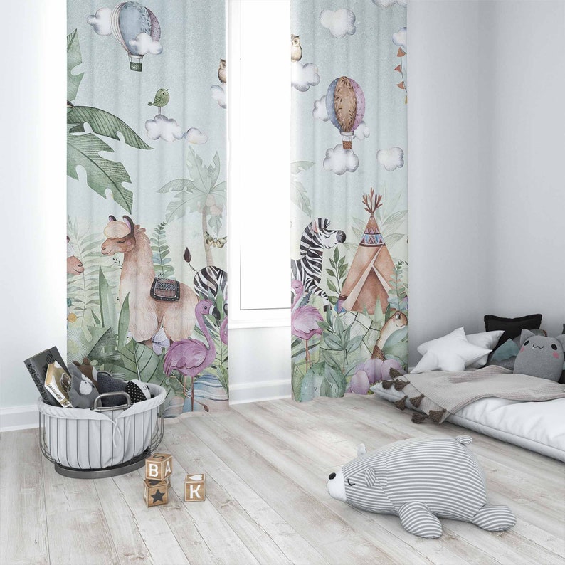 Safari Animals Party Nursery C - Blackout Curtain Nursery 评论和价格