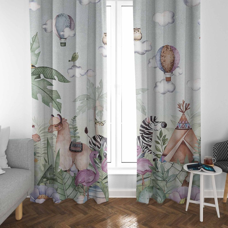 Safari Animals Party Nursery C - Blackout Curtain Nursery 评论和价格