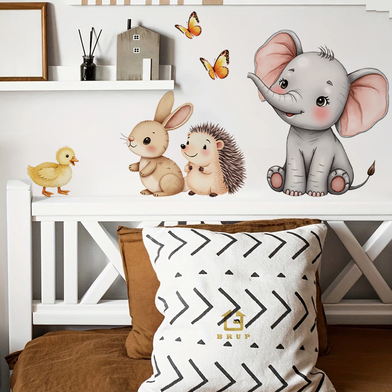 Cartoon Animal Wall Sticker -  - Baby Nursery Vinyl 评论和价格