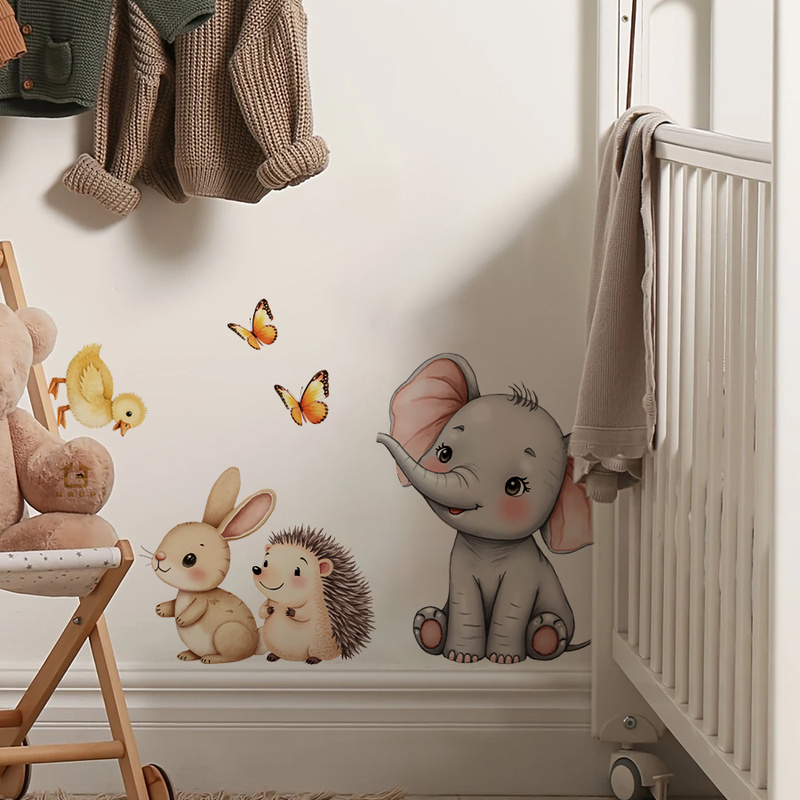 Cartoon Animal Wall Sticker -  - Baby Nursery Vinyl 评论和价格