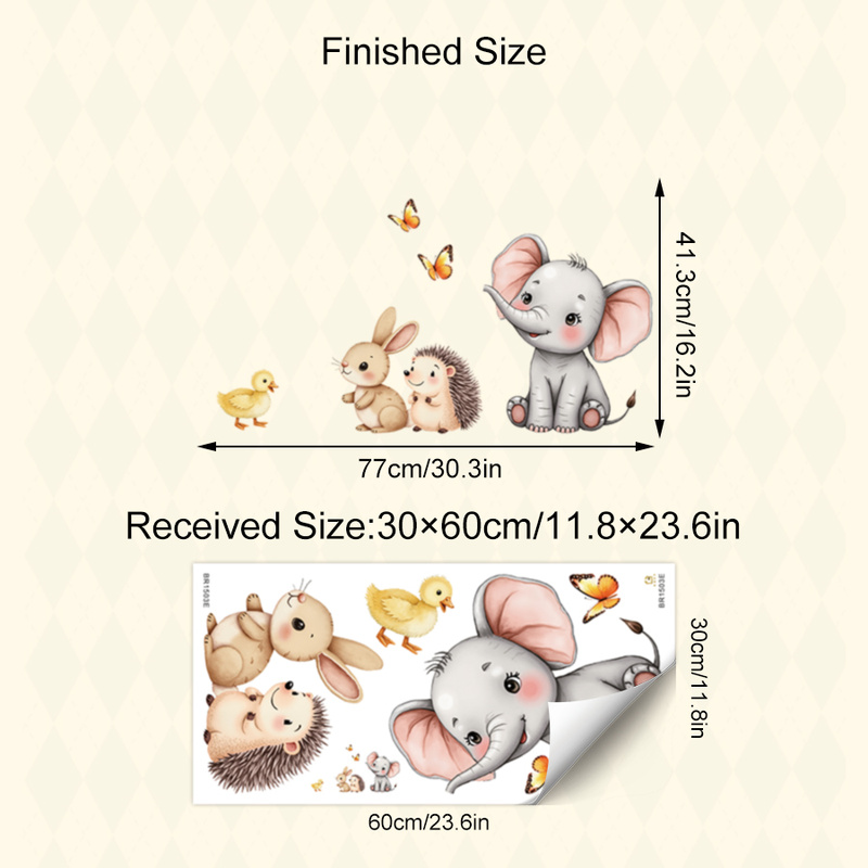 Cartoon Animal Wall Sticker -  - Baby Nursery Vinyl 评论和价格