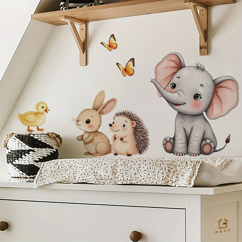 Cartoon Animal Wall Sticker -  - Baby Nursery Vinyl 评论和价格