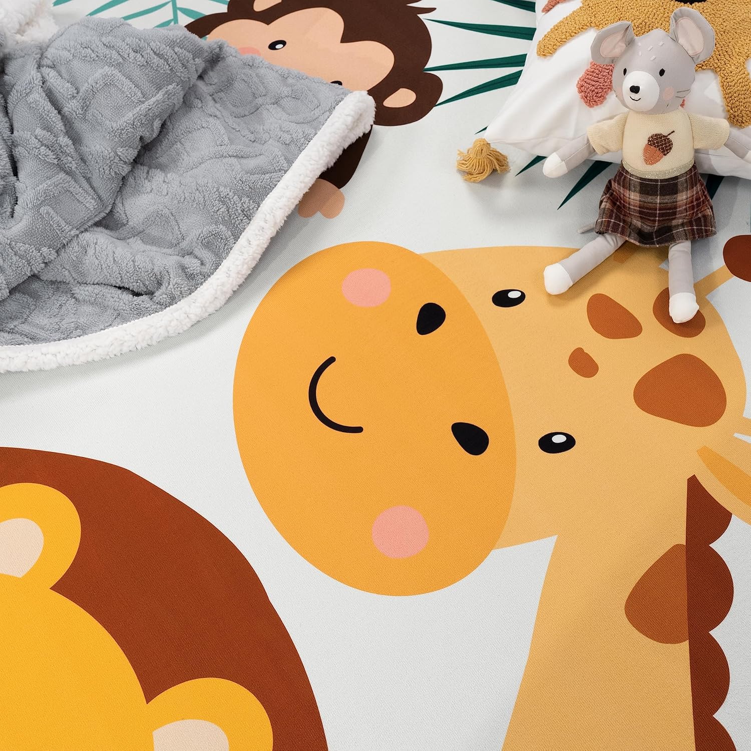 Soft Round Jungle Animal Print - Baby Nursery Jungle Theme 评论和价格