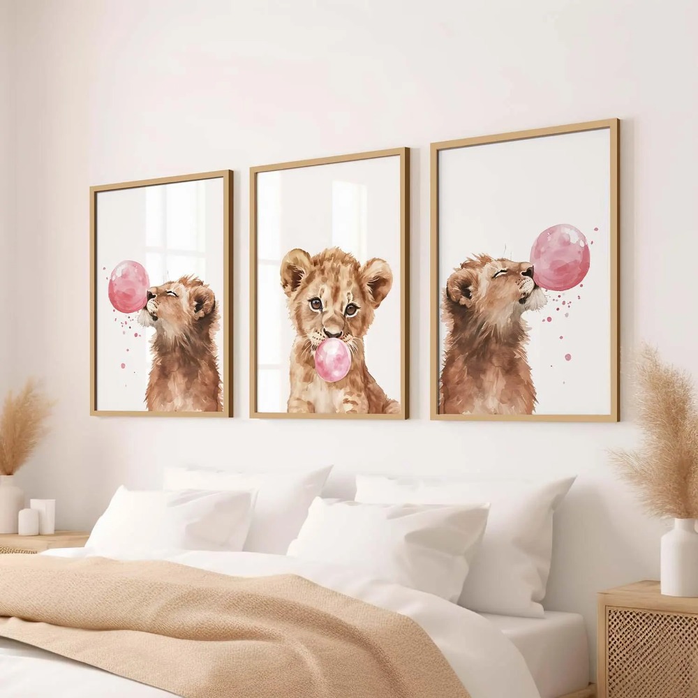 Lion Cub Nursery Wall Art Set  - Baby Nursery Jungle Theme 评论和价格