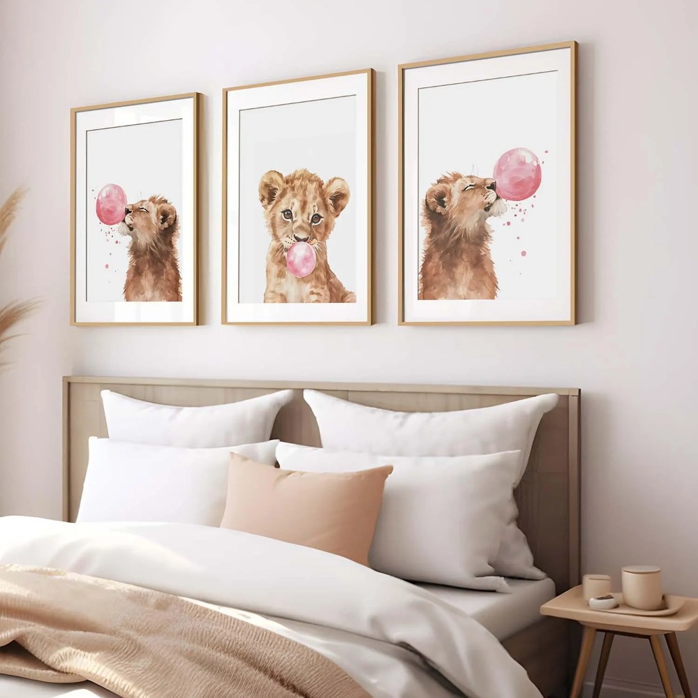 Lion Cub Nursery Wall Art Set  - Baby Nursery Jungle Theme 评论和价格