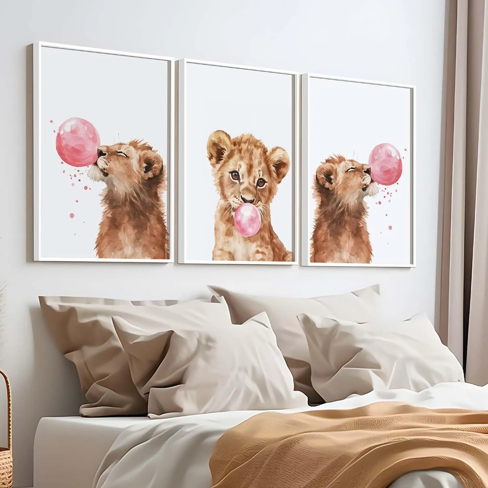 Lion Cub Nursery Wall Art Set  - Baby Nursery Jungle Theme 评论和价格