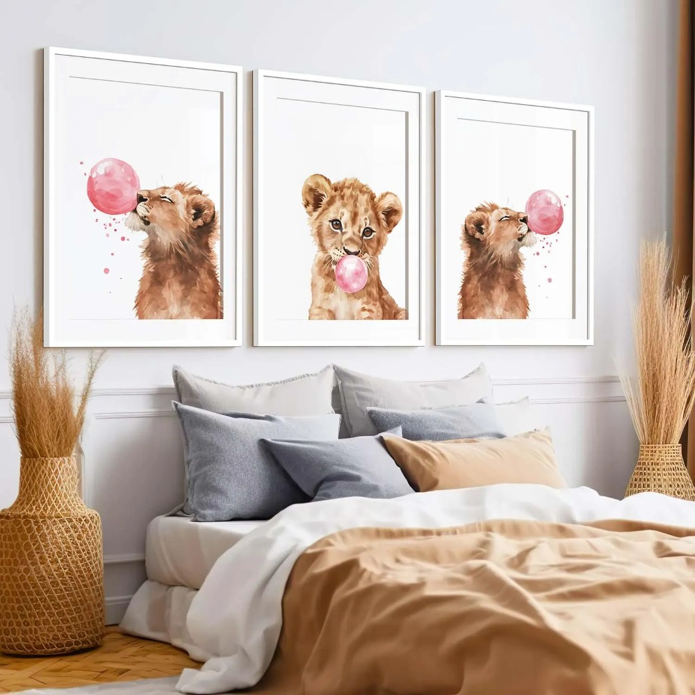 Lion Cub Nursery Wall Art Set  - Baby Nursery Jungle Theme 评论和价格