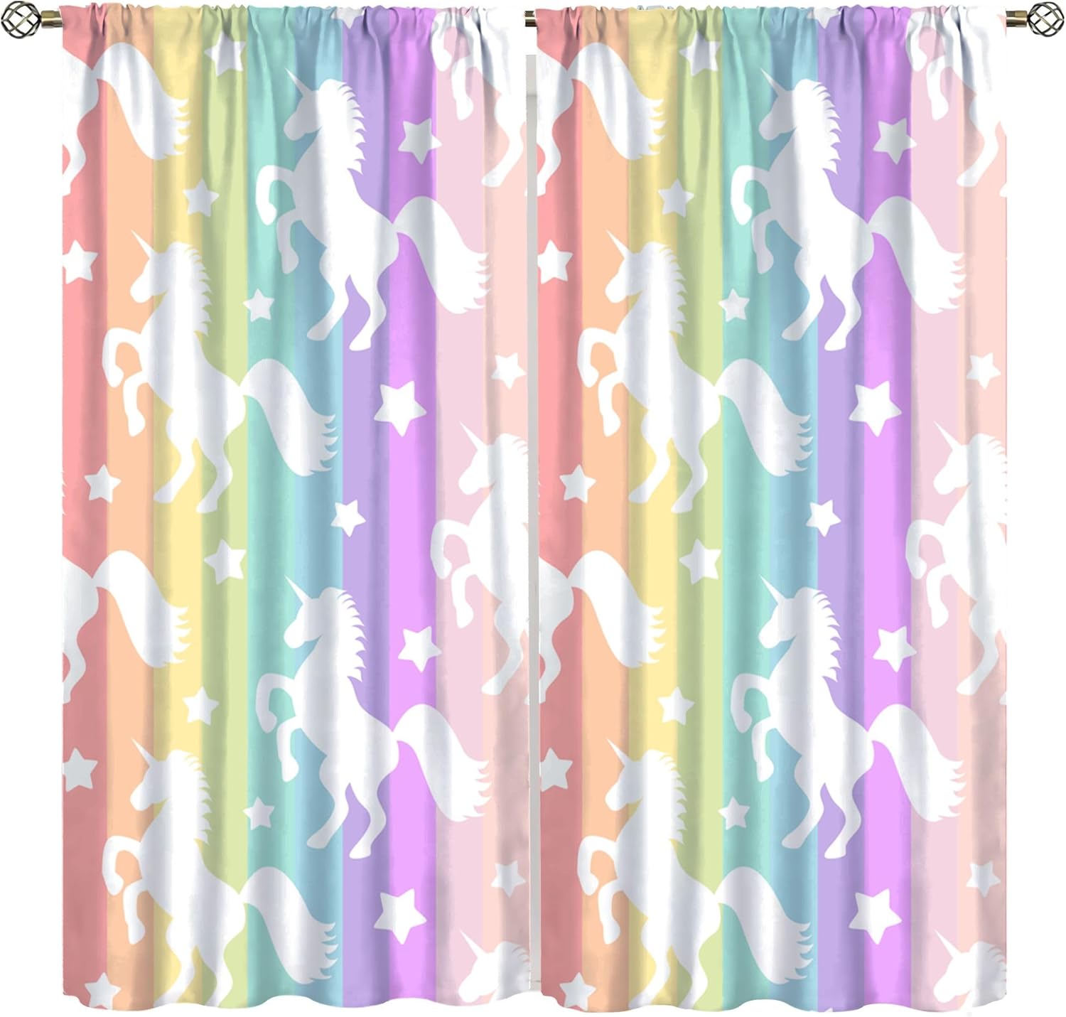 Rainbow Unicorn Blackout Curta - Blackout Curtain Nursery 评论和价格