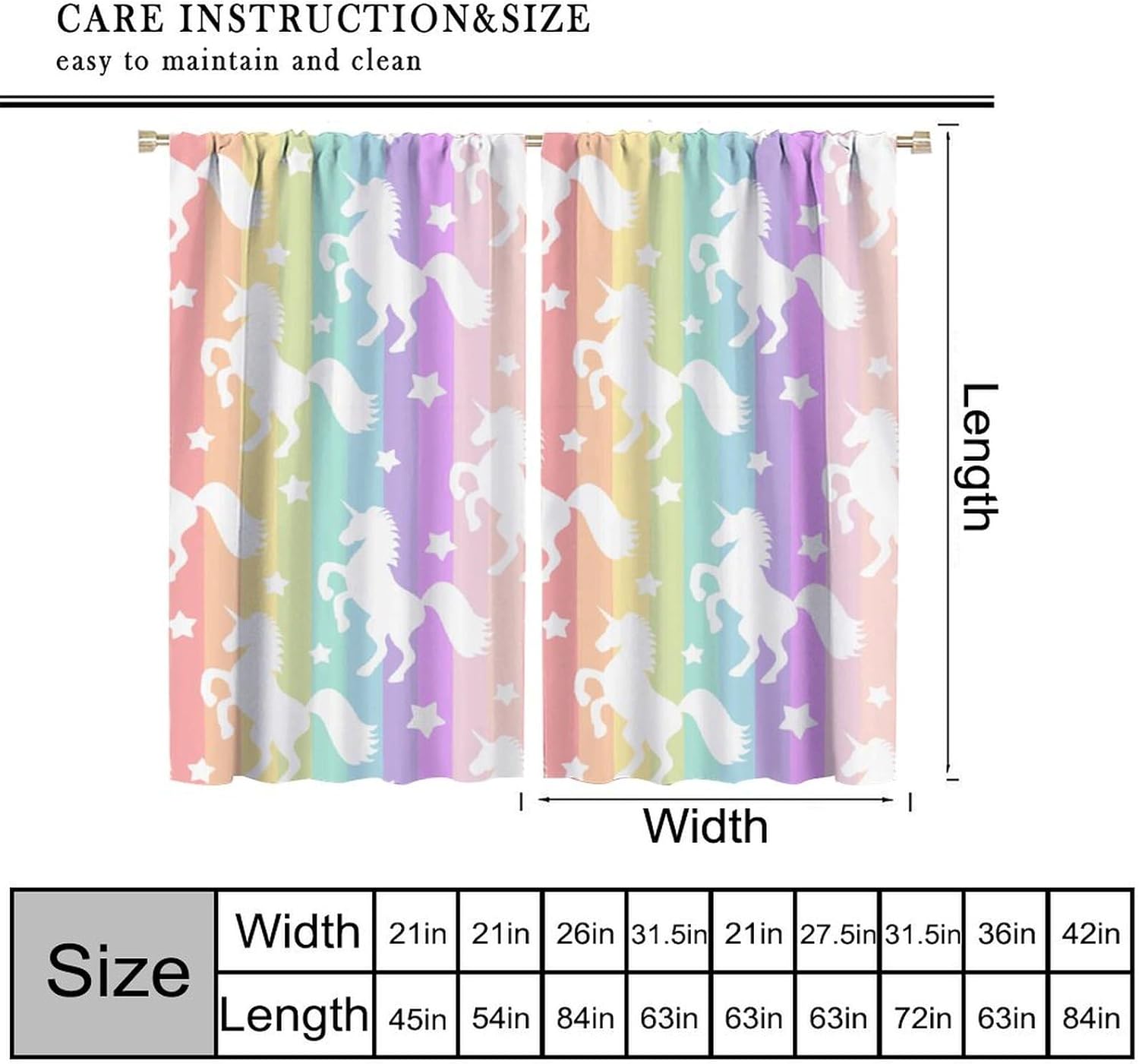 Rainbow Unicorn Blackout Curta - Blackout Curtain Nursery 评论和价格