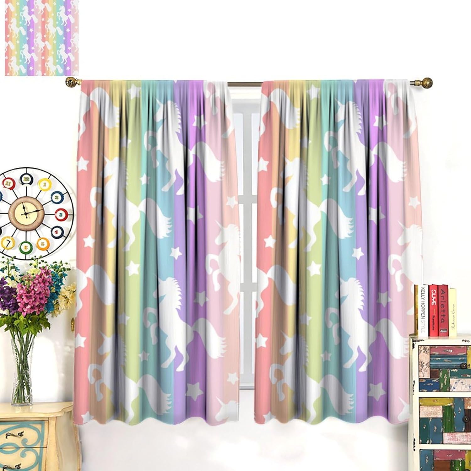 Rainbow Unicorn Blackout Curta - Blackout Curtain Nursery 评论和价格