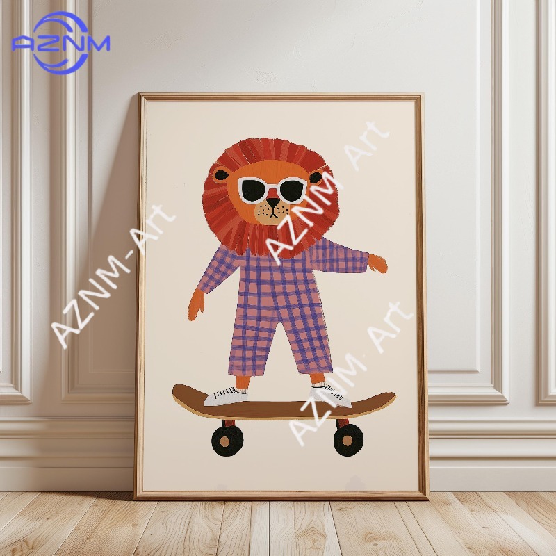 1PC Funny Animal Skateboarding - Animals Baby Nursery 评论和价格