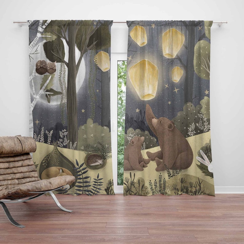 Woodland Nursery Curtains Anim - Blackout Curtain Nursery 评论和价格