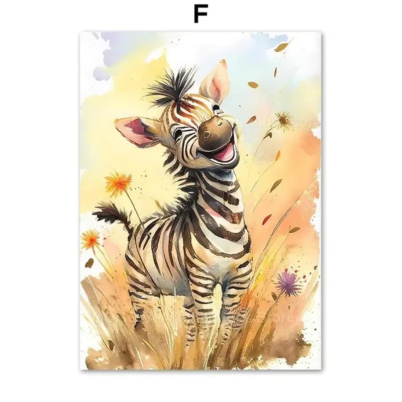 Watercolor Lion Giraffe Tiger  - Animals Baby Nursery 评论和价格