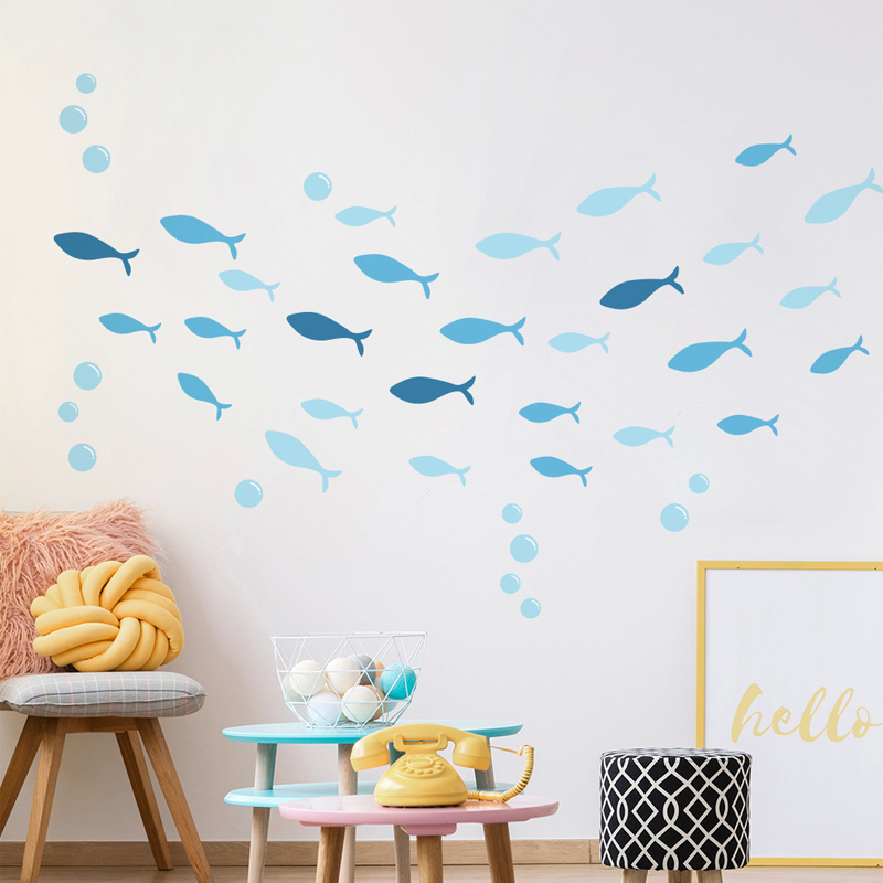 42pcs/set Blue Fish Vinyl Wall - Baby Nursery Furniture Sets 评论和价格