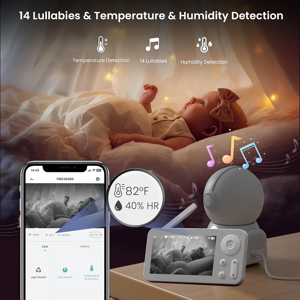 2K Baby Monitor with 2 Cameras - Baby Nursery Videos 评论和价格