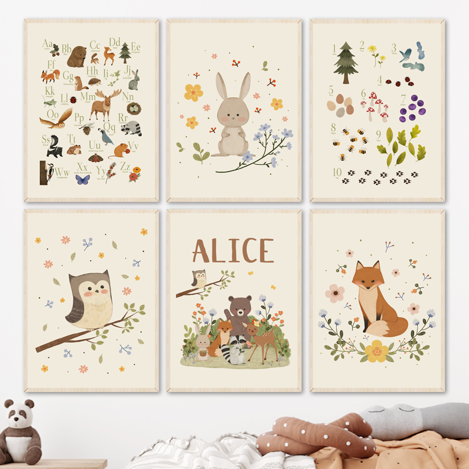 1pc frameless Cute Rabbit Fox  - Animals Baby Nursery 评论和价格