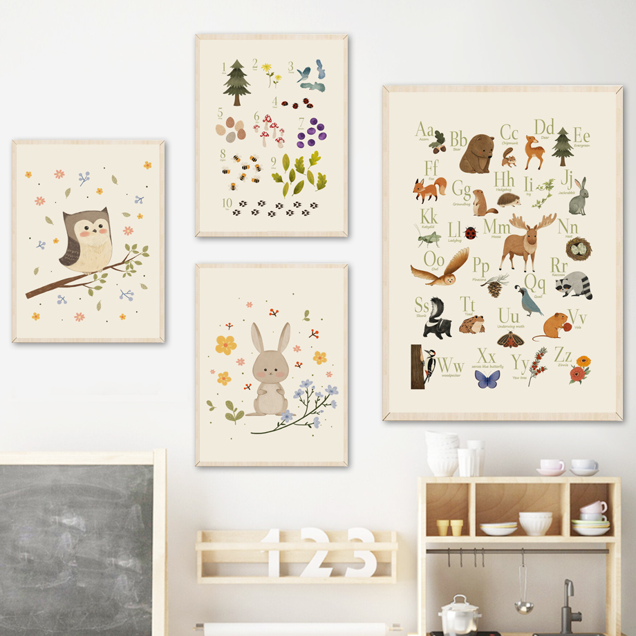 1pc frameless Cute Rabbit Fox  - Animals Baby Nursery 评论和价格