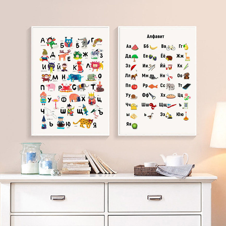 Russian ABC Alphabet Wall Art  - Baby Nursery Mirror 评论和价格