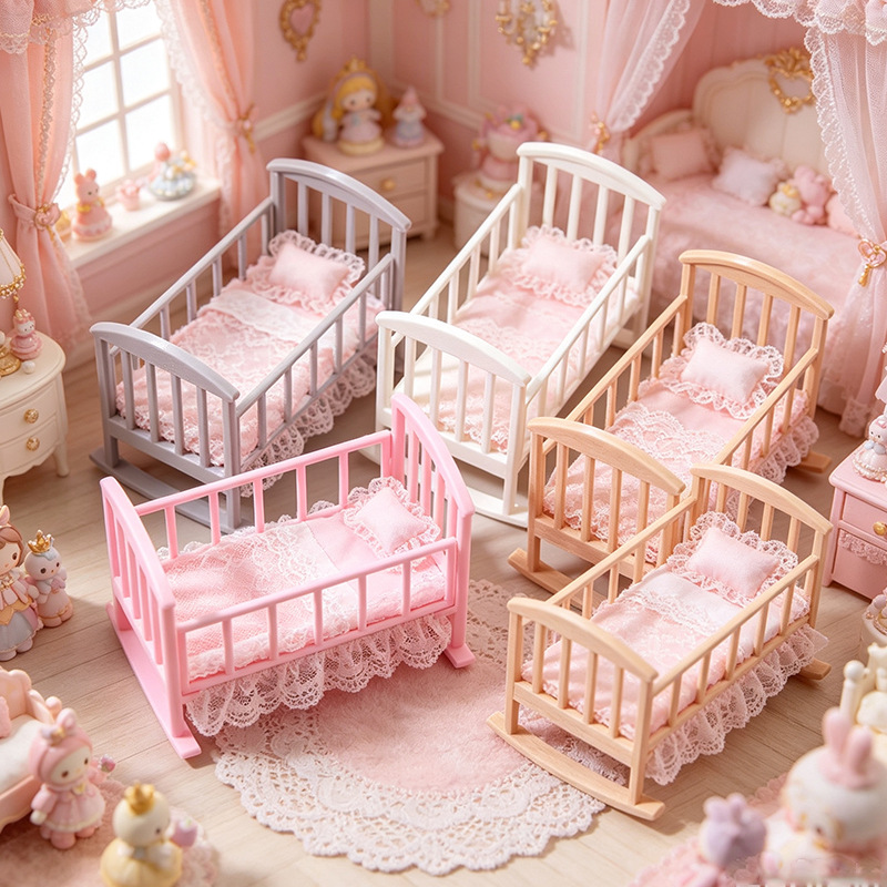 1:12 Dollhouse Mini Baby Crib  - Baby Nursery Furniture Sets 评论和价格