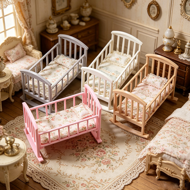 1:12 Dollhouse Mini Baby Crib  - Baby Nursery Furniture Sets 评论和价格