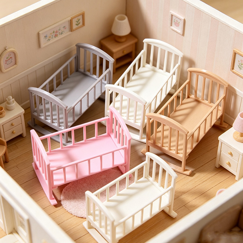 1:12 Dollhouse Mini Baby Crib  - Baby Nursery Furniture Sets 评论和价格
