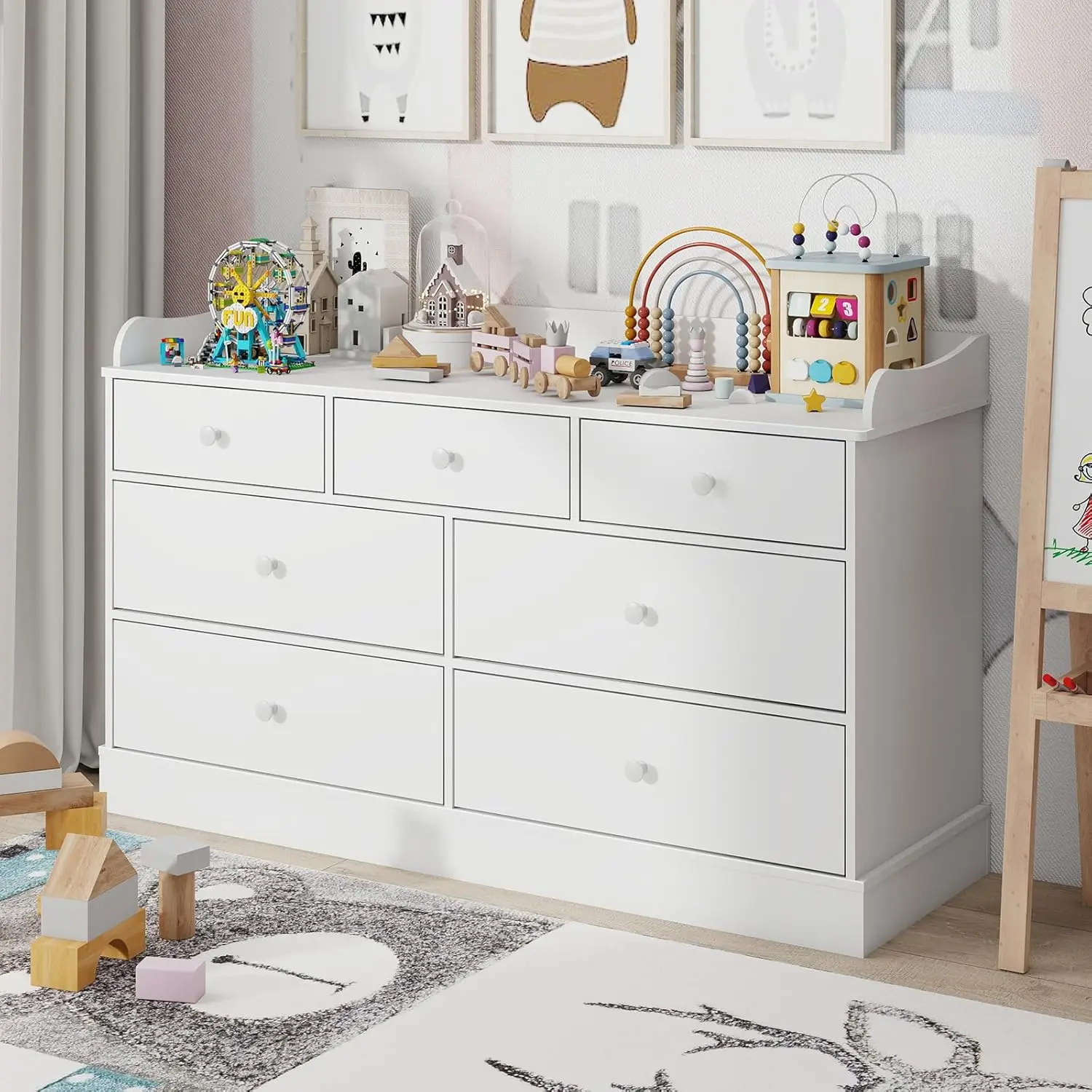 Kids Dresser Cabinet with 7 Dr - Baby Nursery Drawers 评论和价格