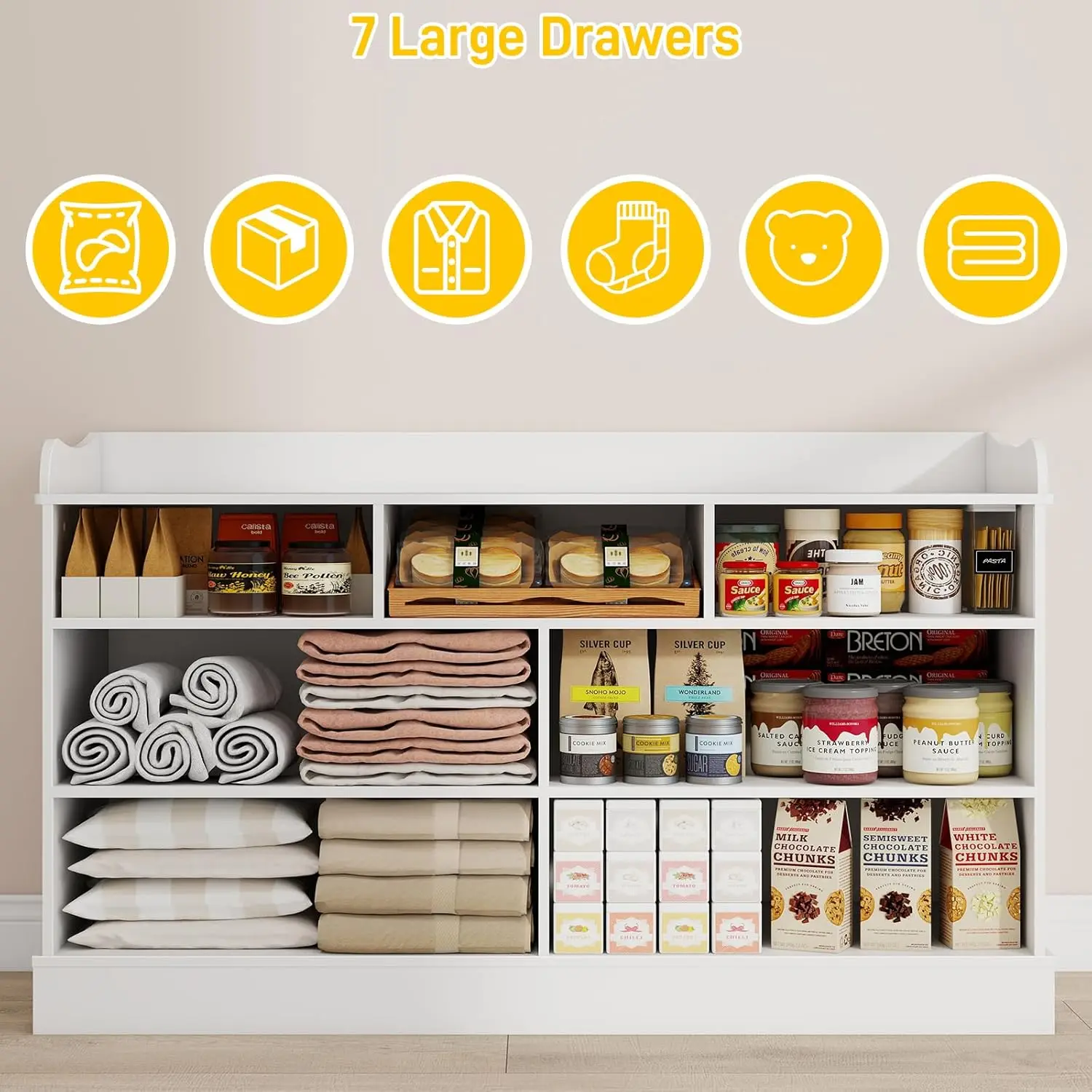 Kids Dresser Cabinet with 7 Dr - Baby Nursery Drawers 评论和价格