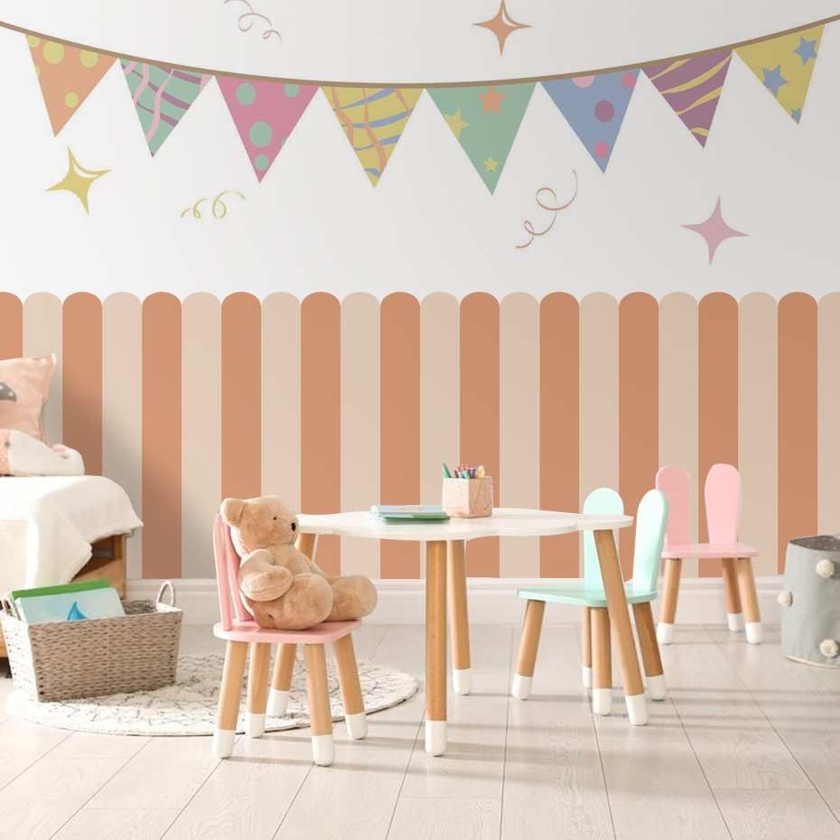 Multicolor Vertical Striped Ar - Baby Nursery Vinyl 评论和价格