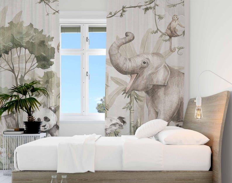 Safari Animals Curtains Kids B - Blackout Curtain Nursery 评论和价格