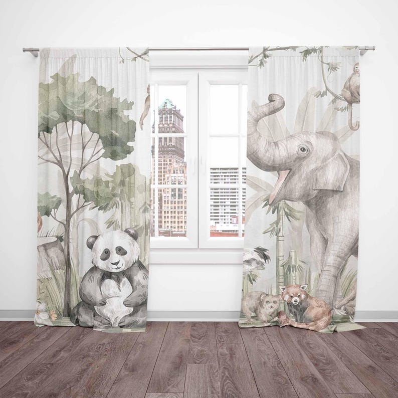Safari Animals Curtains Kids B - Blackout Curtain Nursery 评论和价格