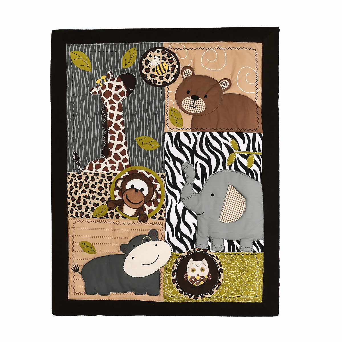 3Pcs Embroidered Newborn Baby  - Baby Nursery Jungle Theme 评论和价格